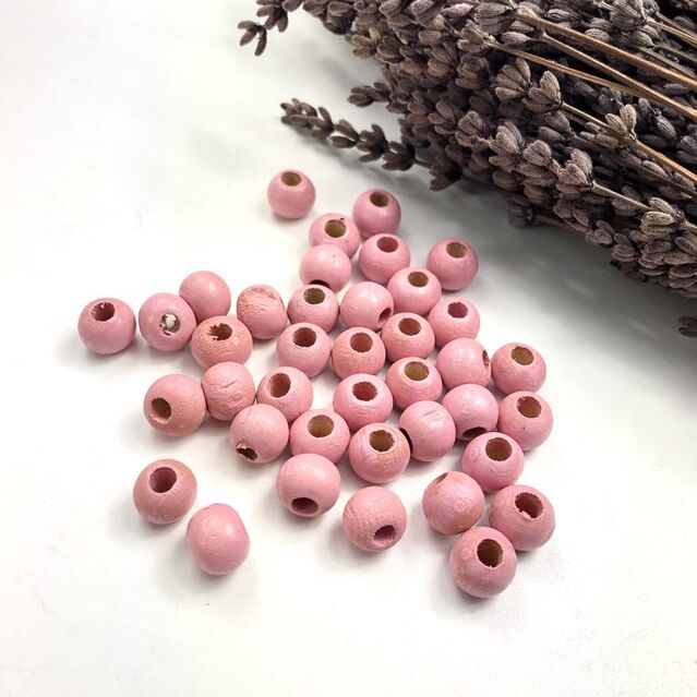 10 mm Tahta Boncuk Vintage Pembe 50-55 Adet